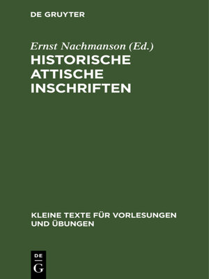 cover image of Historische attische Inschriften